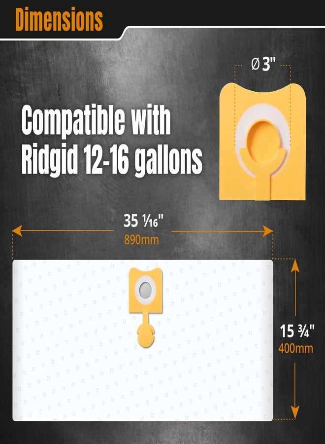 باورتيك أكياس مكنسة كهربائية POWERTEC PRO VF3702 مقاس A لجمع الغبار الرطب، عبوة من قطعتين، VF3502، سعة 12-16 جالونًا، لجمع الغبار والحطام الرطب أو الجاف، مناسبة لمكنسة Ridgid HD1200 وHD1400 الرطبة والجافة (75084) - Image 5