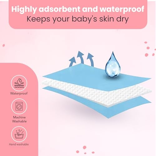MELVIS Instadry Waterproof Baby Bed Protector Sheet | Anti-Piling Fleece, Extra Absorbent & Quick Dry Baby Sheet | Small Size 50x70cm, Pack of 2 (Sky Blue & Salmon Rose) - Image 3