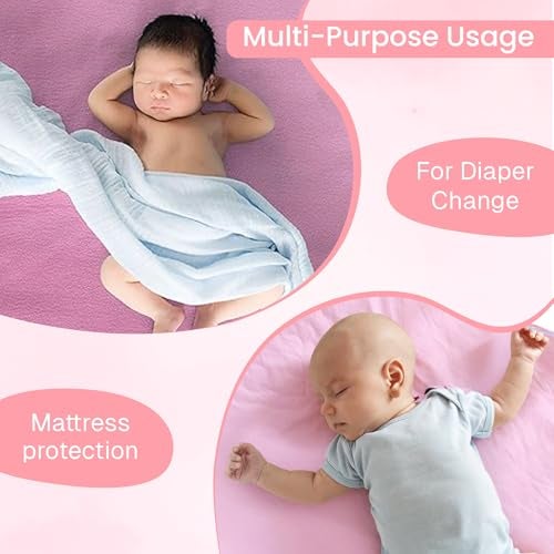 MELVIS Instadry Waterproof Baby Bed Protector Sheet | Anti-Piling Fleece, Extra Absorbent & Quick Dry Baby Sheet | Small Size 50x70cm, Pack of 2 (Sky Blue & Salmon Rose) - Image 5