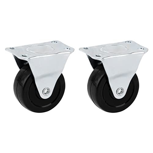 AUEAR 2 Pack 2 Inch Rubber Caster Wheels Heavy Duty Fixed Black Casters with Rigid NonSwivel Top Plate for Furniture - Image 1