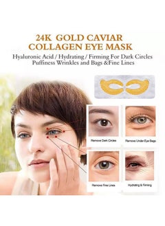 KlsyChry Gold Hydrogel Eye Patches, Collagen Crystal Eye Gel Mask, Anti-Aging Under Eye Pads - Reduce Wrinkles,Puffy Eyes,Dark Circles,Eye Bags - Eye Contour Moisturizer Mask, Improve Skin Elasticity -5 Pairs  - Image 2