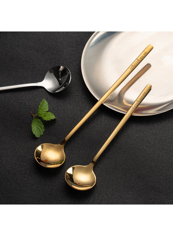 Onlycook Onlycook 304 Stainless Steel Long-handled Mixing Spoon, Coffee Spoon, Seasoning Spoon, Ice Spoon, Dessert Honey Spoon, Gold, 24cm  - Image 2