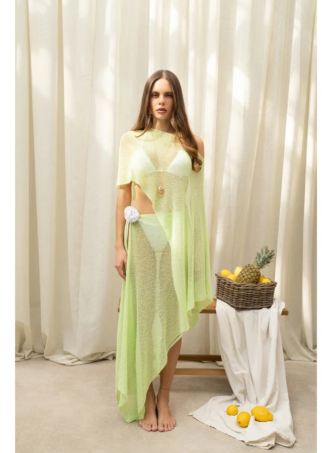 Bohemai Vieste Asymmetrical Thin Green Knit Crop.