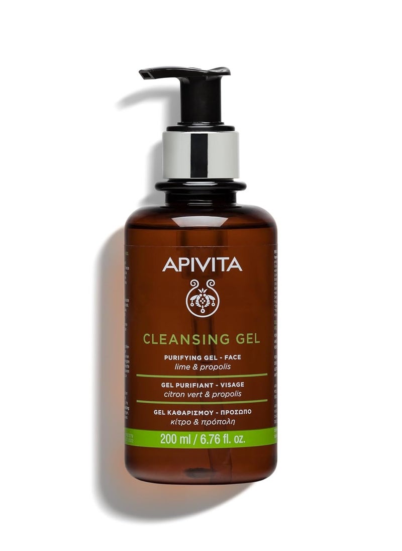 Apivita Apivita Purifying Gel face 200ml - Facial Cleanser - Natural Face Wash with Lime and Propolis - Gently cleanses, Purifies in Depth - Cleansing Gel for Oily Skin  - Image 1