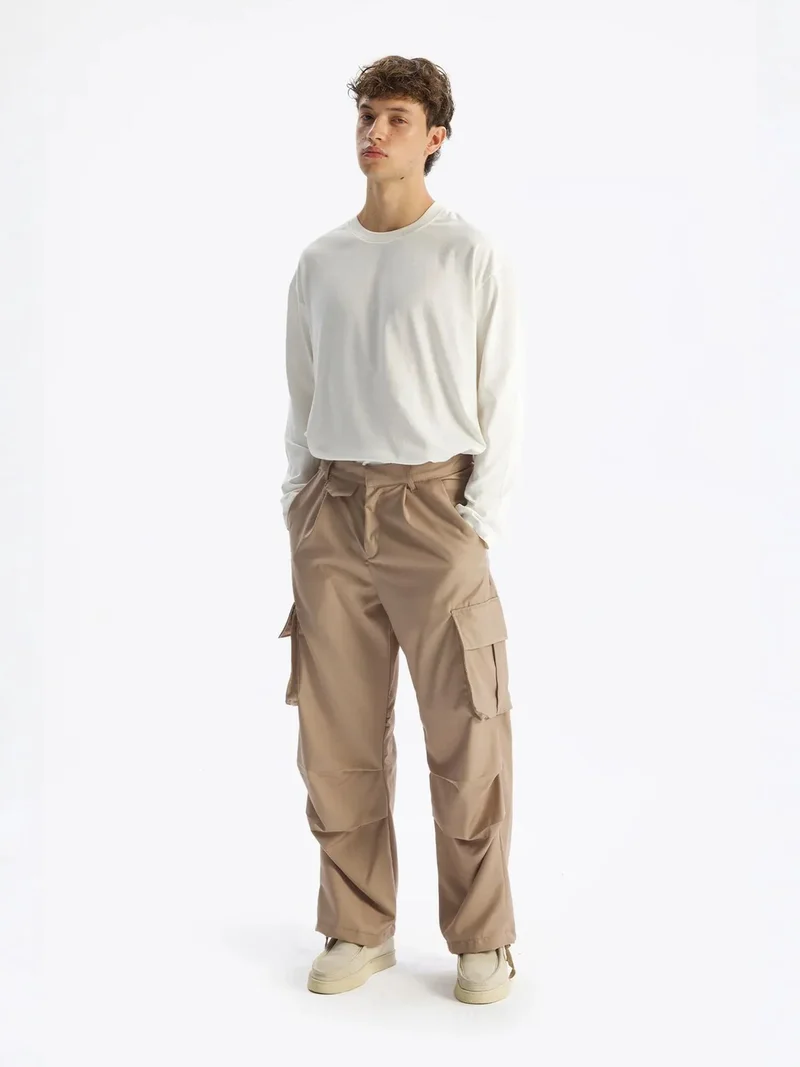 Giesto Tan Natural GIESTO Woven Cargo Pants for Men | Best Price UAE