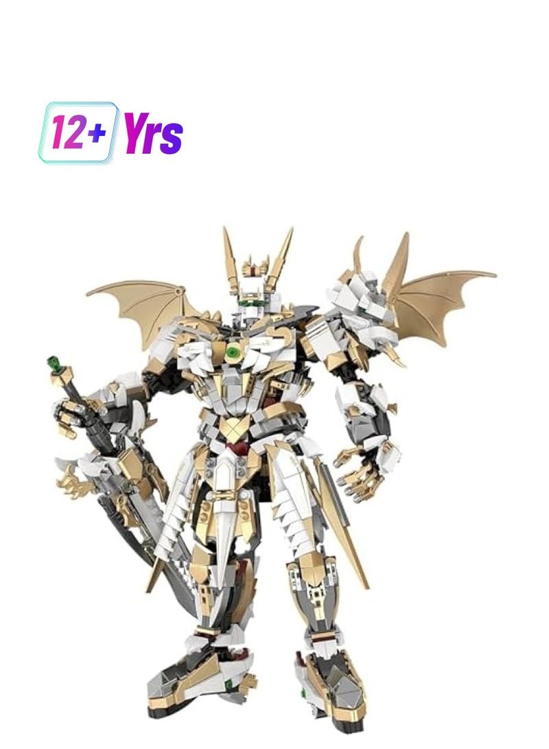 Hero Mech Building Blocks Set for Adults，Golden Armor Robot Model Building Kit with Classic Swords, Hard Core Chinoiserie Style Collectible Ninja Gifts for Man Boys Ages 12+ (1609 PCS) - Image 1