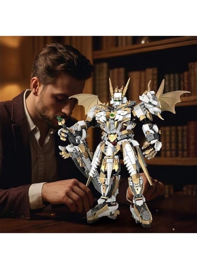 Hero Mech Building Blocks Set for Adults，Golden Armor Robot Model Building Kit with Classic Swords, Hard Core Chinoiserie Style Collectible Ninja Gifts for Man Boys Ages 12+ (1609 PCS) - Image 5