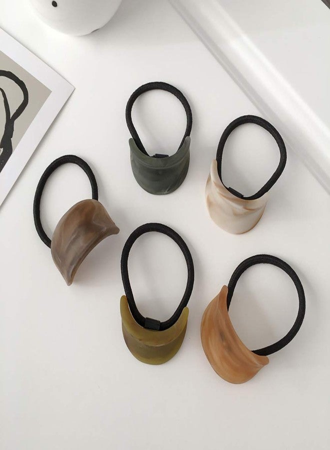GSHLLO 3 PCS Acrylic Cuff Hair Ties Elastics Ponytail Holders Hair Bands Ropes for Women Girls Oval - Image 4