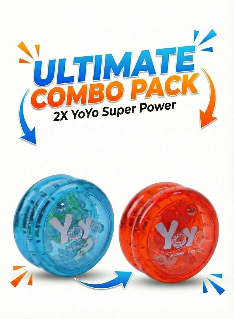 REZZOSS 2-Pack Light Up Yoyo Set (Blue & Red) – LED Flashing Responsive Yoyos for Kids & Beginners | Transparent Glow in Dark Return Ball | Party Favors, Goodie Bags & Birthday Gift for Boys Girls | Stress Relief Hand Toy - Image 2