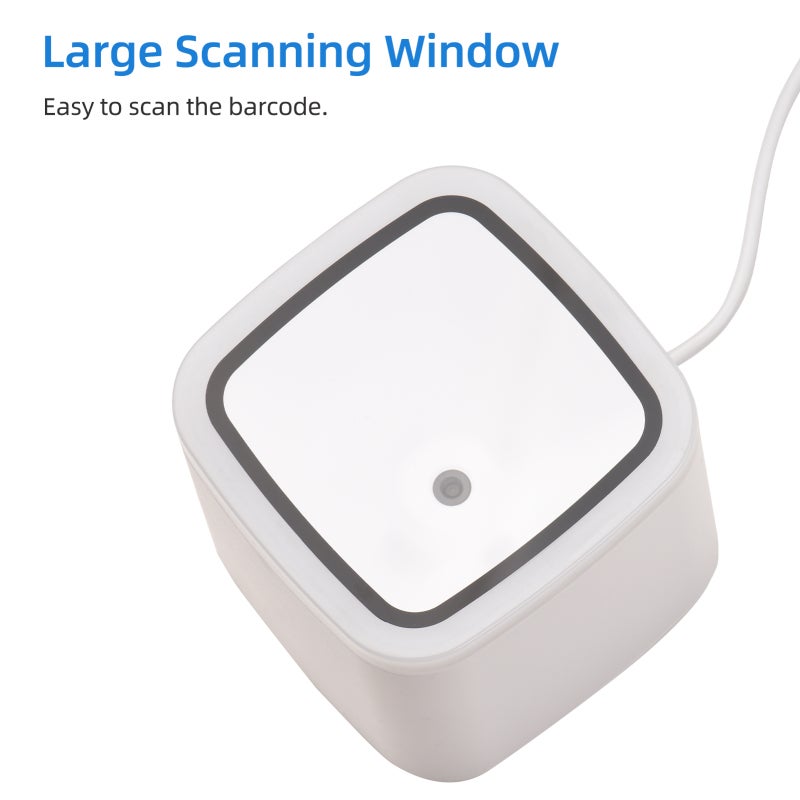 Barcode Scanner: White ABS Desktop Hands-free Wired Scanning Platform - Super Fast Sensitive Decoding Large Window USB Scanner for Supermarkets, Retail Stores, Restaurants, Warehouses & More - Image 3