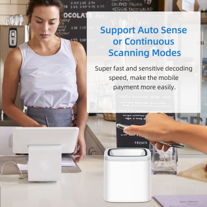 Barcode Scanner: White ABS Desktop Hands-free Wired Scanning Platform - Super Fast Sensitive Decoding Large Window USB Scanner for Supermarkets, Retail Stores, Restaurants, Warehouses & More - Image 5