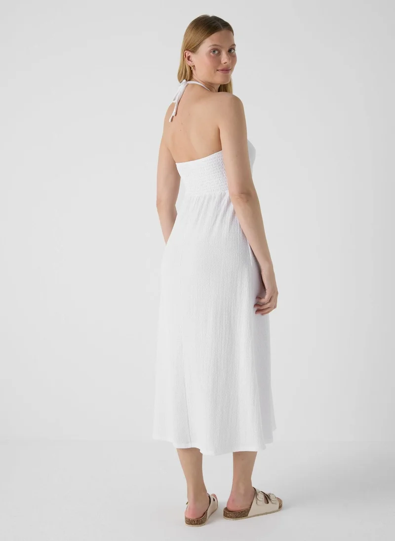 Matalan White Ruched Crinkle Midi Dress