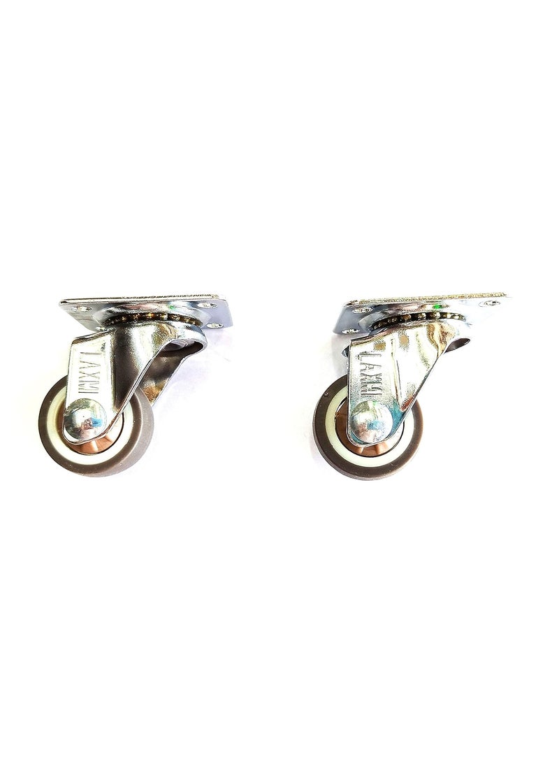A TO Z A to Z Heavy Duty Caster Wheels Soft Rubber Swivel 15 with 360 Degree Plate Fittings 2 with Brakes 2 Without 300Kg Load Capacity 25mm  - Image 3
