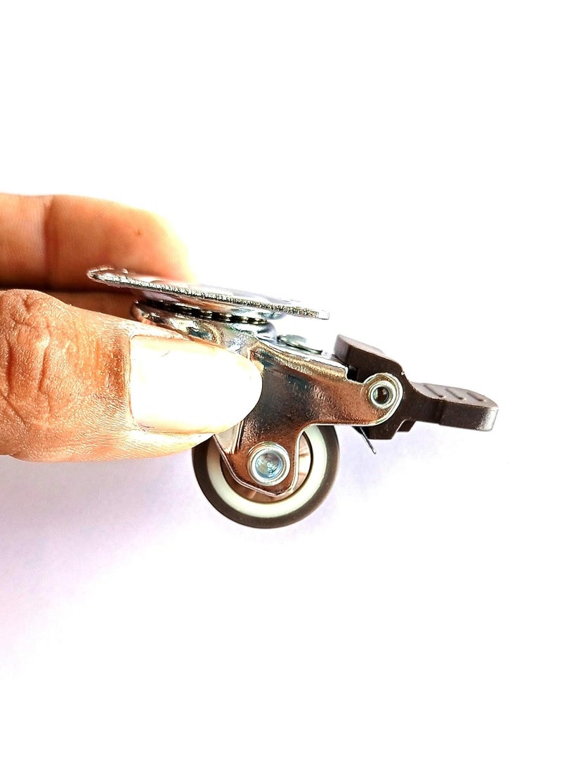 A TO Z A to Z Heavy Duty Caster Wheels Soft Rubber Swivel 15 with 360 Degree Plate Fittings 2 with Brakes 2 Without 300Kg Load Capacity 25mm  - Image 4