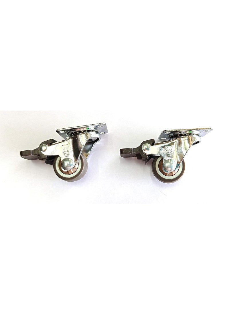 A TO Z A to Z Heavy Duty Caster Wheels Soft Rubber Swivel 15 with 360 Degree Plate Fittings 2 with Brakes 2 Without 300Kg Load Capacity 25mm  - Image 1
