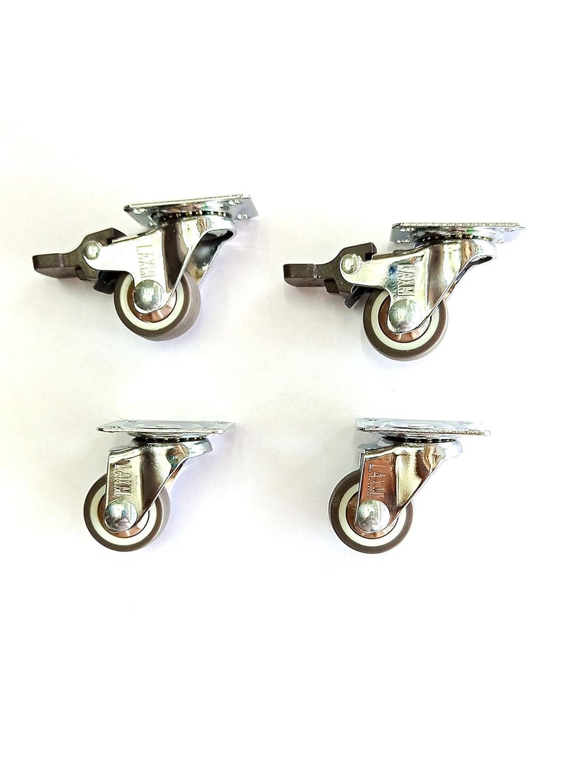 A TO Z A to Z Heavy Duty Caster Wheels Soft Rubber Swivel 15 with 360 Degree Plate Fittings 2 with Brakes 2 Without 300Kg Load Capacity 25mm  - Image 2