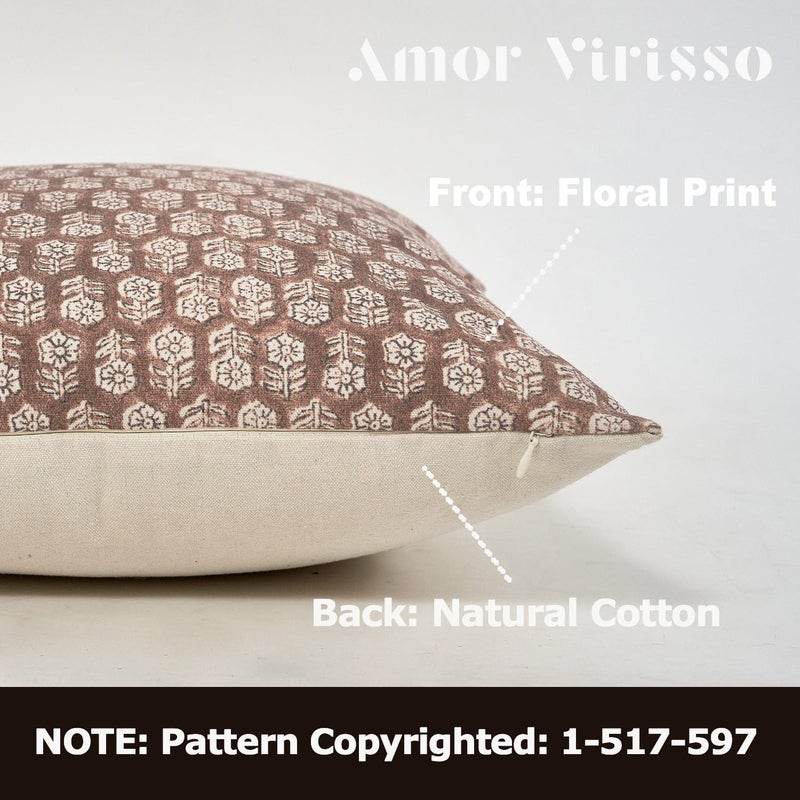 Amor Virisso Floral Pillow Covers Decorative Lumbar Pillow Cover 14x36 Couch Pillows for Bed Farmhouse Neutral Pillow Covers Accent Sofa Pillows 1PC,Cognac Brown - Image 2