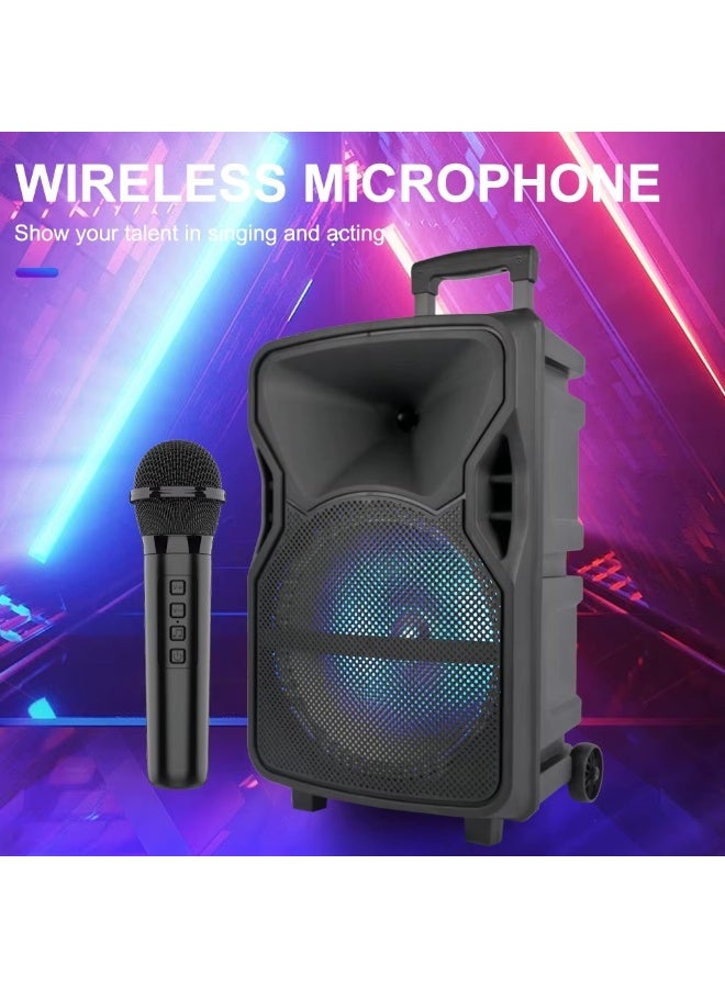 singe Wireless Bluetooth speaker with microphone, TWS, AUX, loud and clear sound, long-lasting battery with rechargeable battery, speaker with wheels for pulling and an easy-to-use carrying arm ZQS12129 - Image 3