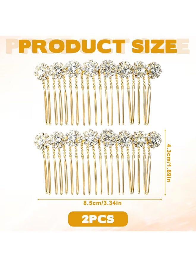 EupHHonycs 2Pcs Hair Combs for Women Accessories Gold Pearl Decorative Hair Comb Alloy Rhinestone Side Hairs Combs Bridal Jewelry Clips Comb for Women Bridal Wedding Hairs Accessories - Image 2
