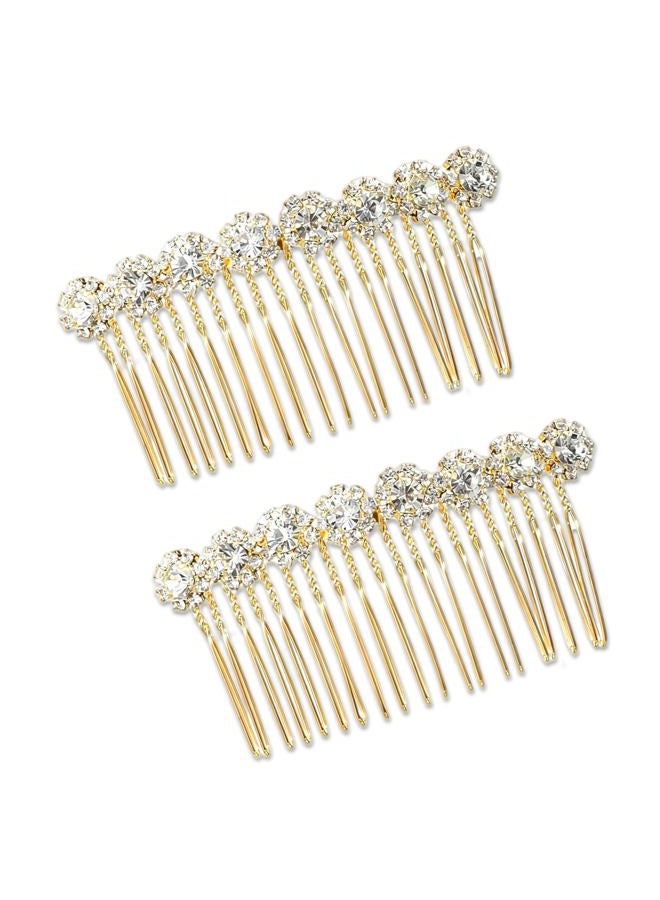 EupHHonycs 2Pcs Hair Combs for Women Accessories Gold Pearl Decorative Hair Comb Alloy Rhinestone Side Hairs Combs Bridal Jewelry Clips Comb for Women Bridal Wedding Hairs Accessories - Image 1