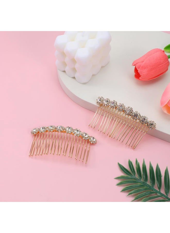 EupHHonycs 2Pcs Hair Combs for Women Accessories Gold Pearl Decorative Hair Comb Alloy Rhinestone Side Hairs Combs Bridal Jewelry Clips Comb for Women Bridal Wedding Hairs Accessories - Image 5