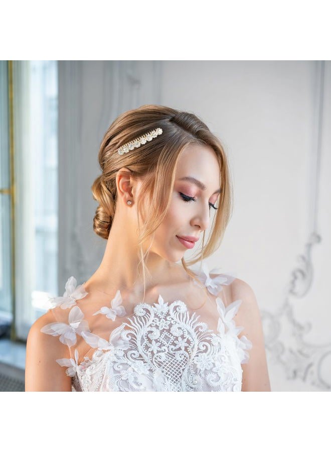 EupHHonycs 2Pcs Hair Combs for Women Accessories Gold Pearl Decorative Hair Comb Alloy Rhinestone Side Hairs Combs Bridal Jewelry Clips Comb for Women Bridal Wedding Hairs Accessories - Image 3