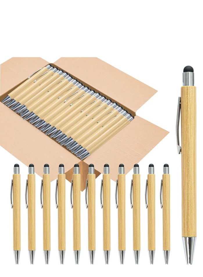 فيتاشيلي أقلام الخيزران السائبة مع طرف قلم اللمس أقلام الخيزران الخشبية نقش قلم حبر جاف خشبي قابل للتخصيص قلم هدية حبر أسود حزمة من 10 - Image 1