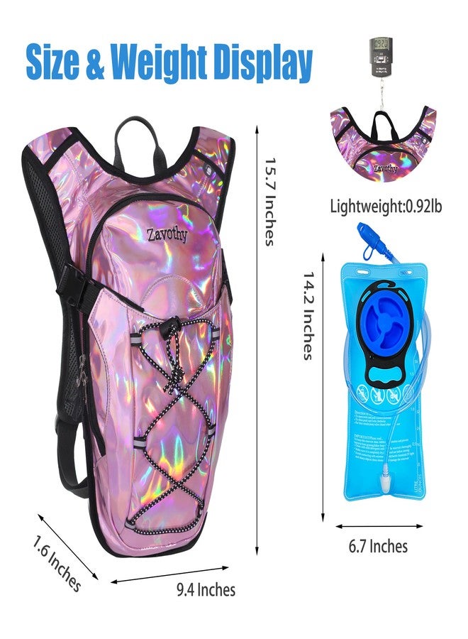 Zavothy Rave Hydration Backpack Lightweight Water Backpack for Cycling Running Hydration Pack Hiking Backpack with 2L Water Bladder Pink - Image 2