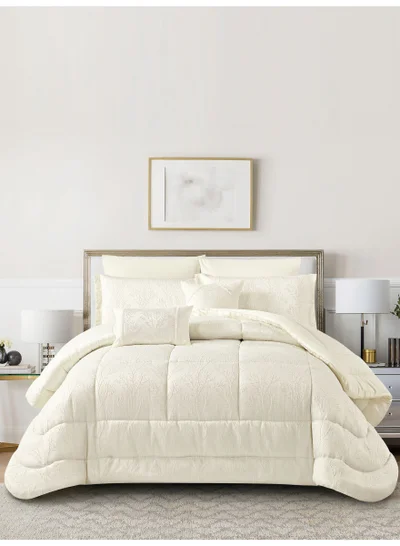 Donetella Luxury 5-Piece Comforter Set – twin size Size, Poly Jacquard Fabric, Soft 350 GSM Fill – Includes Comforter, Fitted Sheet, Pillowcases, Pillow Shams &amp; Decorative Filled Cushions