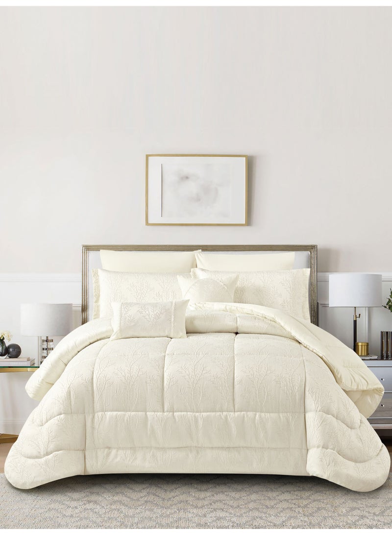 Donetella Luxury 5-Piece Comforter Set – twin size Size, Poly Jacquard Fabric, Soft 350 GSM Fill – Includes Comforter, Fitted Sheet, Pillowcases, Pillow Shams & Decorative Filled Cushions  - Image 1