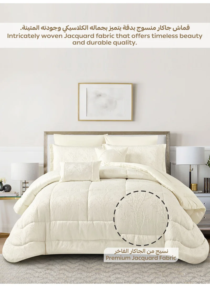 Donetella Luxury 5-Piece Comforter Set – twin size Size, Poly Jacquard Fabric, Soft 350 GSM Fill – Includes Comforter, Fitted Sheet, Pillowcases, Pillow Shams &amp; Decorative Filled Cushions