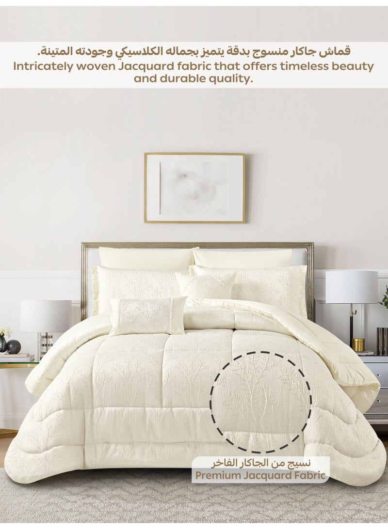 Donetella Luxury 5-Piece Comforter Set – twin size Size, Poly Jacquard Fabric, Soft 350 GSM Fill – Includes Comforter, Fitted Sheet, Pillowcases, Pillow Shams & Decorative Filled Cushions  - Image 5