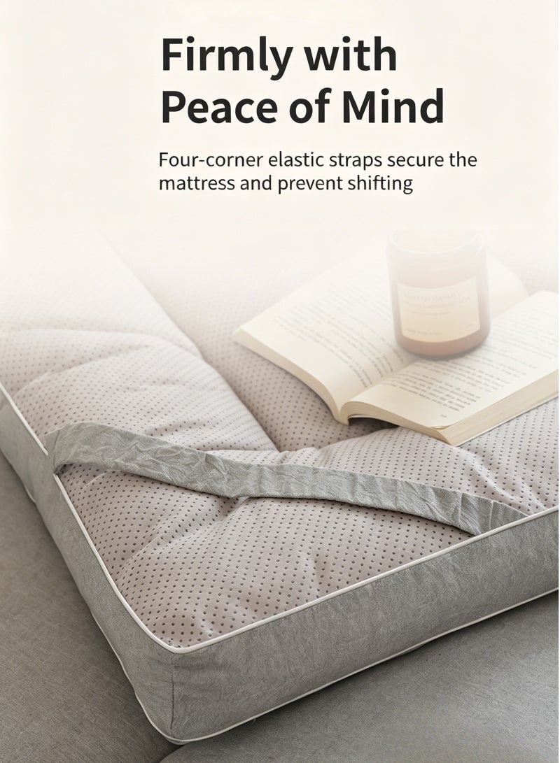 90×200cm Foldable Student Mattress, Soft Tatami Floor Bed Pad, Non-Slip Bottom with Straps, Ideal for Hostel & Guest Use - Image 2