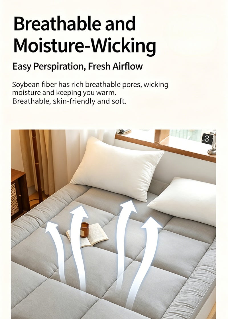 90×200cm Foldable Student Mattress, Soft Tatami Floor Bed Pad, Non-Slip Bottom with Straps, Ideal for Hostel & Guest Use - Image 3