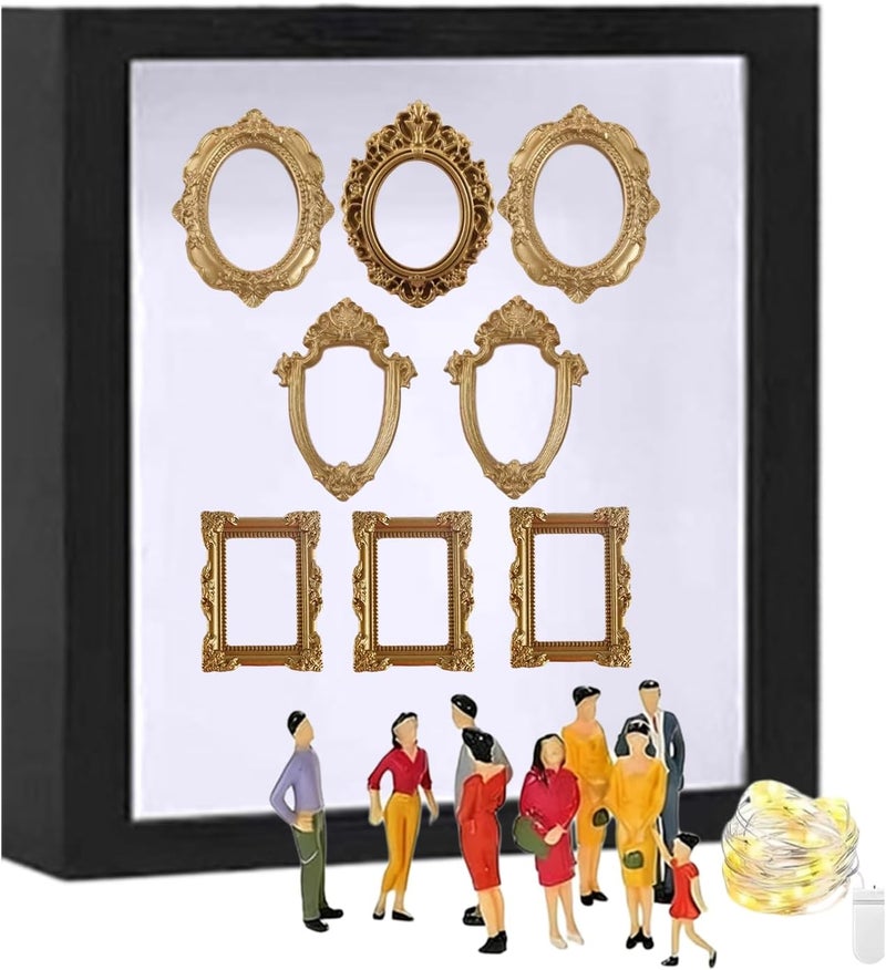 Black Shadow Box Frame For 3D Artwork Clear Glass Cover Hanging Or Standing 9 84x9 84 Inch - Image 1