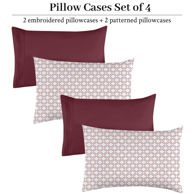 YIYEA King Size Pillow Cases Set of 4  Ultra Soft Double Brushed Microfiber Pillowcases  Hotel Quality Embroidered Bed Pillow Covers King  Fade Resistant  Easy Slip-On (20""x36"") - Image 2