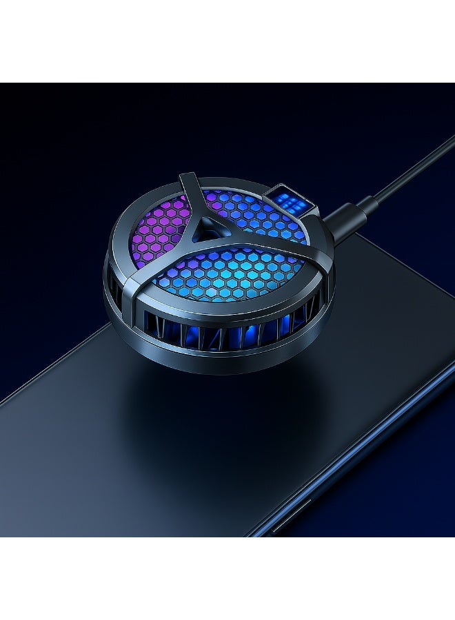 X36 Magnetic Semiconductor Phone Cooling Fan - Type-C Interface - RGB Lighting - Temperature Control Screen - Super Cooling for Gaming Mode - Black - Image 3