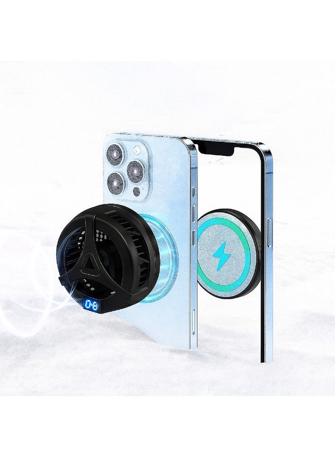 X36 Magnetic Semiconductor Phone Cooling Fan - Type-C Interface - RGB Lighting - Temperature Control Screen - Super Cooling for Gaming Mode - Black - Image 4