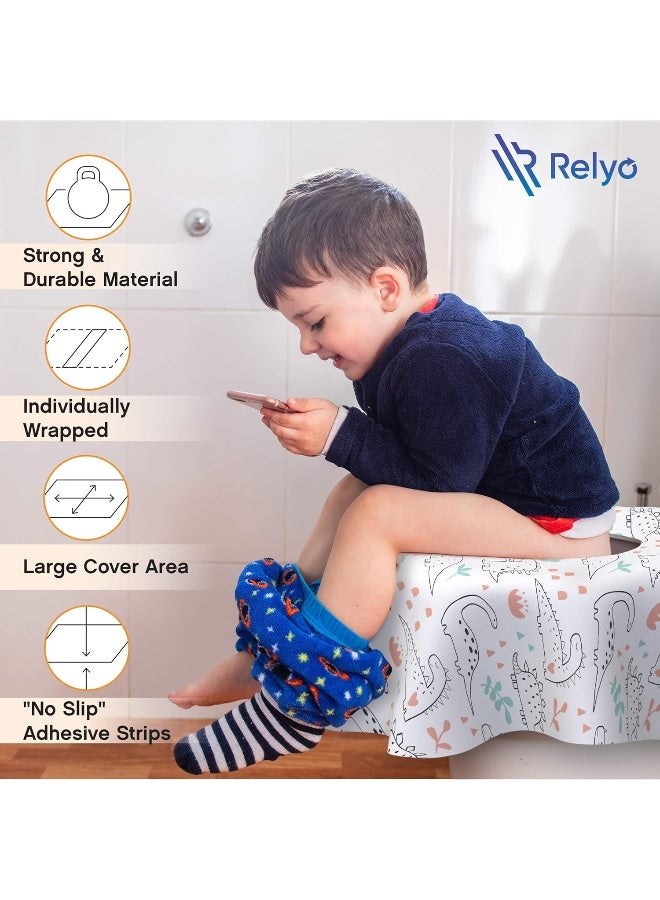 Relyo Toilet Seat Covers Disposable - 20 Pack - Waterproof, Ideal for Kids and Adults â€“ Extra Large, Individually Wrapped for Travel, Toddlers Potty Training in Public Restrooms - Image 5