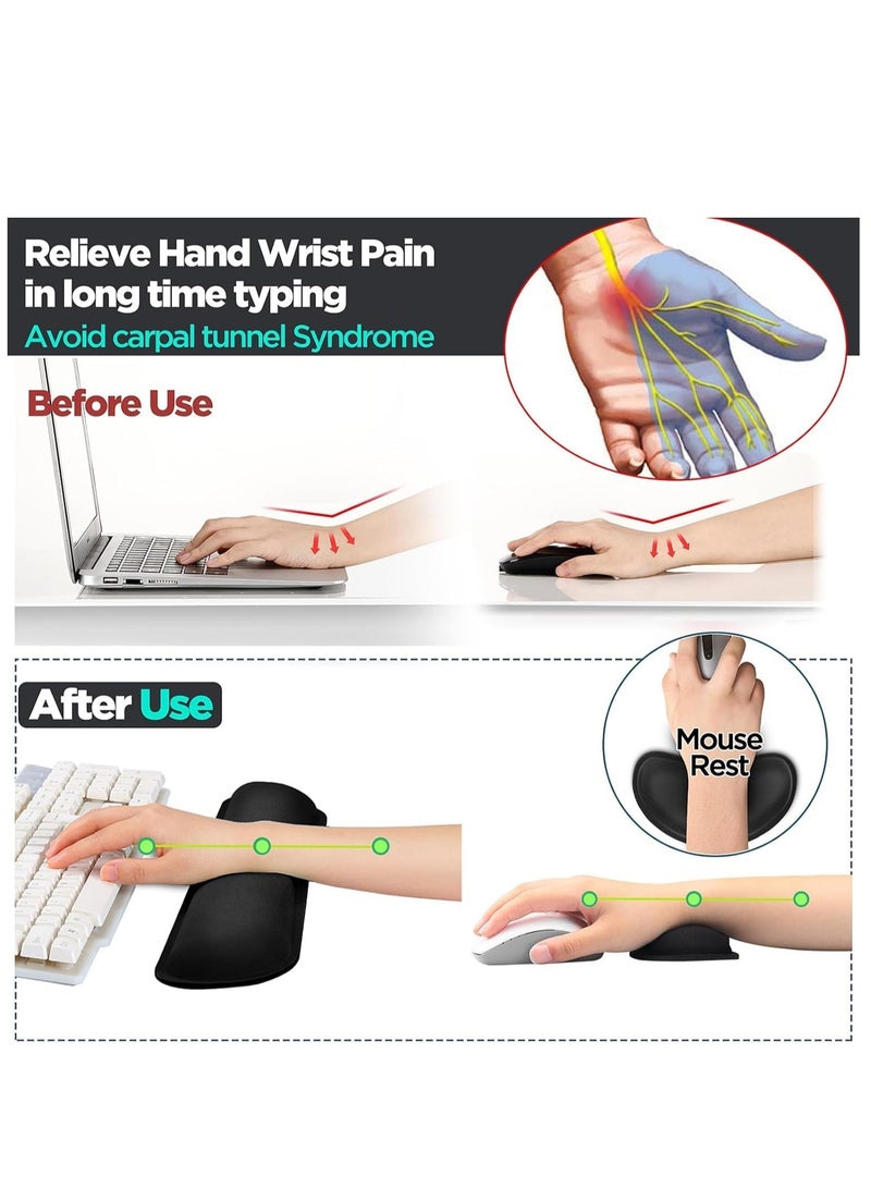 Upgrade Enlarge Gel Memory Foam Set Keyboard Wrist Rest Pad, Mouse Wrist Cushion Support for Office, Computer, Laptop, Mac, Comfortable, Lightweight for Easy Typing Pain Relief, Black  - Image 2