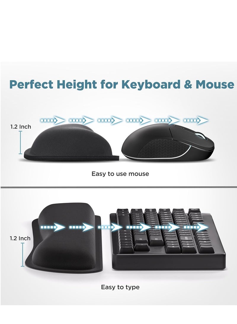 Upgrade Enlarge Gel Memory Foam Set Keyboard Wrist Rest Pad, Mouse Wrist Cushion Support for Office, Computer, Laptop, Mac, Comfortable, Lightweight for Easy Typing Pain Relief, Black  - Image 5