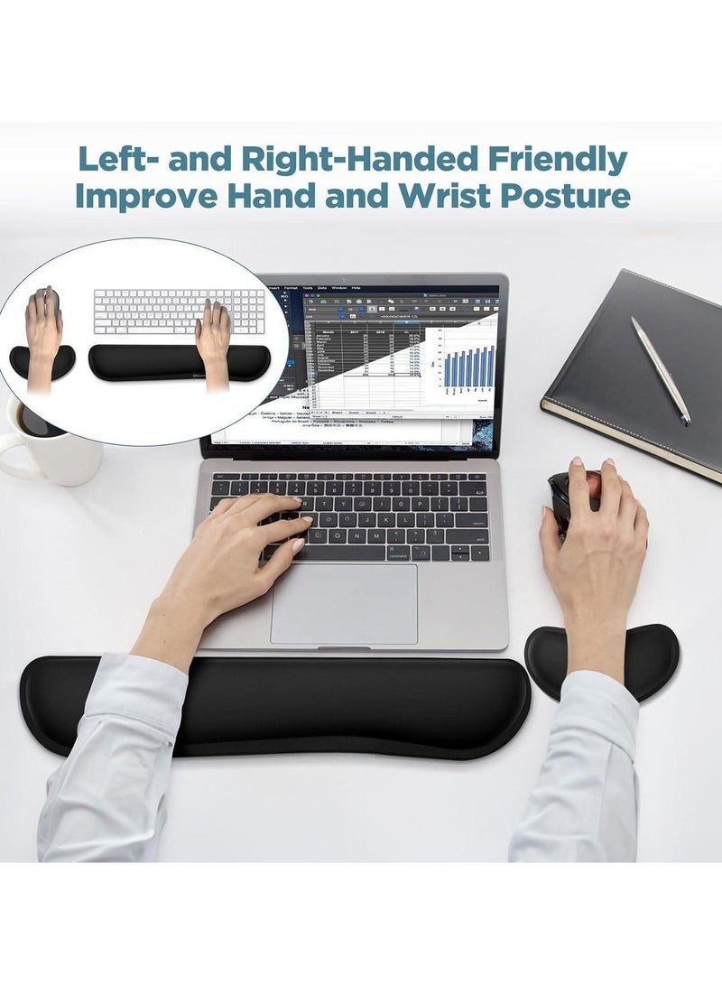 مجموعة وسادة مسند المعصم للكيبورد، وسادة معصم للماوس، مريحة وخفيفة الوزن لسهولة الكتابة وتخفيف الآلام، لون اسود - Image 3