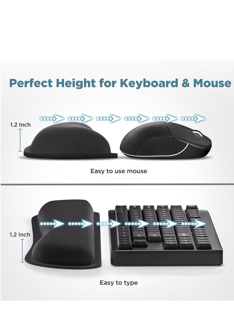 مجموعة وسادة مسند المعصم للكيبورد، وسادة معصم للماوس، مريحة وخفيفة الوزن لسهولة الكتابة وتخفيف الآلام، لون اسود - Image 5