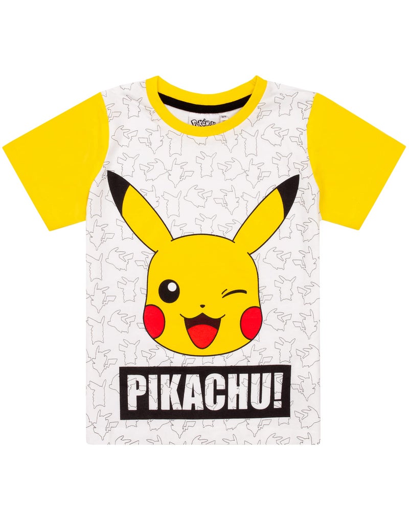 Pokemon Pikachu Face Grey Yellow Boy's Kids Short Pajamas Nightwear Set 5-6 Years - Image 5