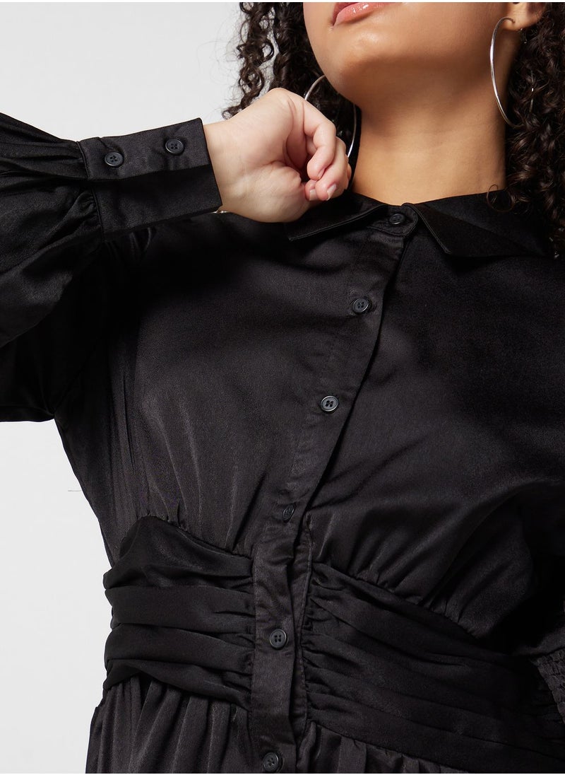 In the style - Ruched Waist Shirt Dress - Image 1