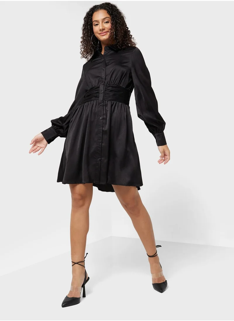 In the style Ruched Waist Shirt Dress
