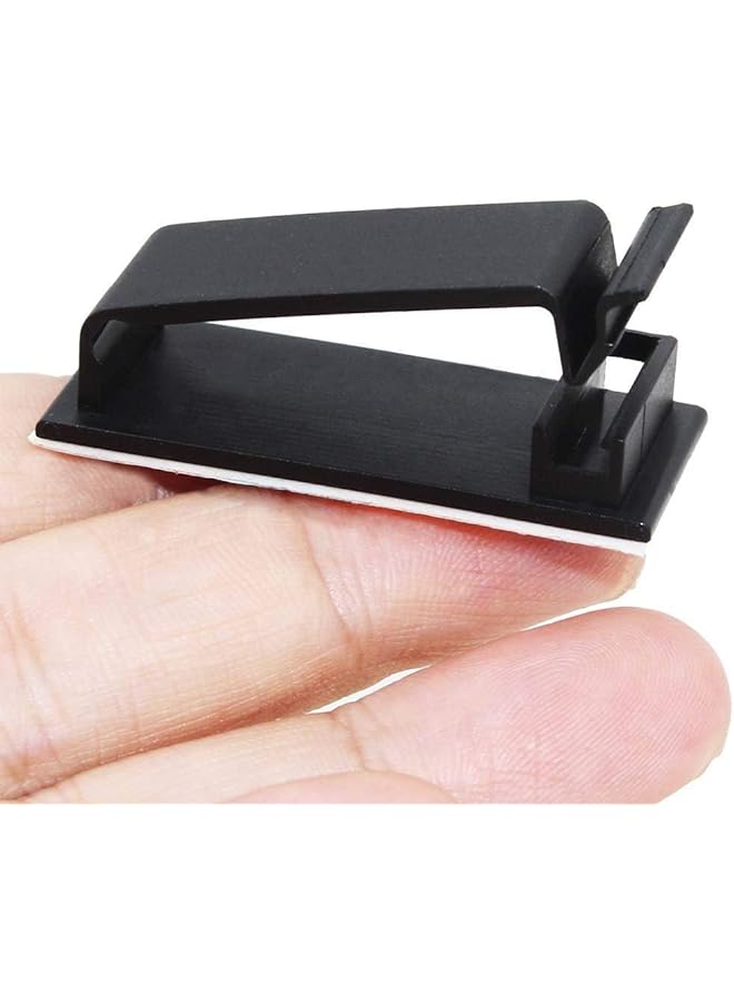 erorex 50Pcs Cable Clips Self Adhesive Cable Management Clips Cord Organizer Wire Clips Cord Holder For Appliances Pc Wall Ethernet Cable Under Desk Nightstand Home Office Car Black - Image 2