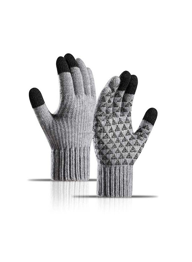 VIUAUAX 1 pair Men's Winter Thickened Warm Wool Gloves Winter Knit Gloves  Warm fingers Outdoor Windproof Cycling Gloves Touchscreen Gloves Full Finger Fitness Gloves Outdoor Windproof Touch Screen Gloves - Image 1