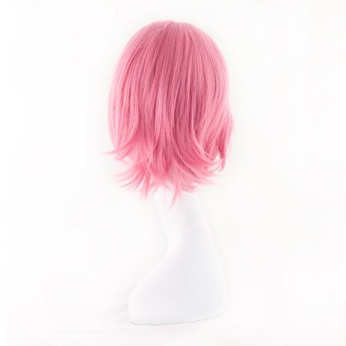 MapofBeauty 12"/30cm Fashion Unisex Short Straight Wig (Pink) - Image 4