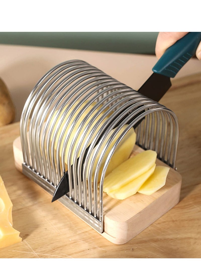 Excefore Bread Slicer,  Toast Slicer, Toast Cutting Guide for Homemade Bread, Bread Slicing Guide, Fixed Stainless Steel Food Slicer, Enjoy Homemade Bread Like Bagel, Sourdough, Cake - Image 2
